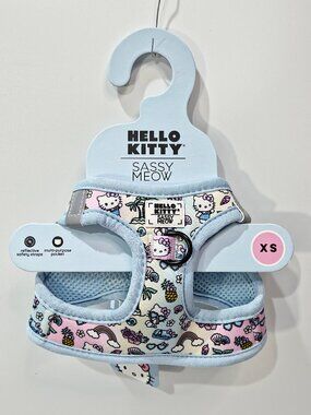 Sassy Meow, Hello Kitty Cat Harness, Blue w/Pink, NEW